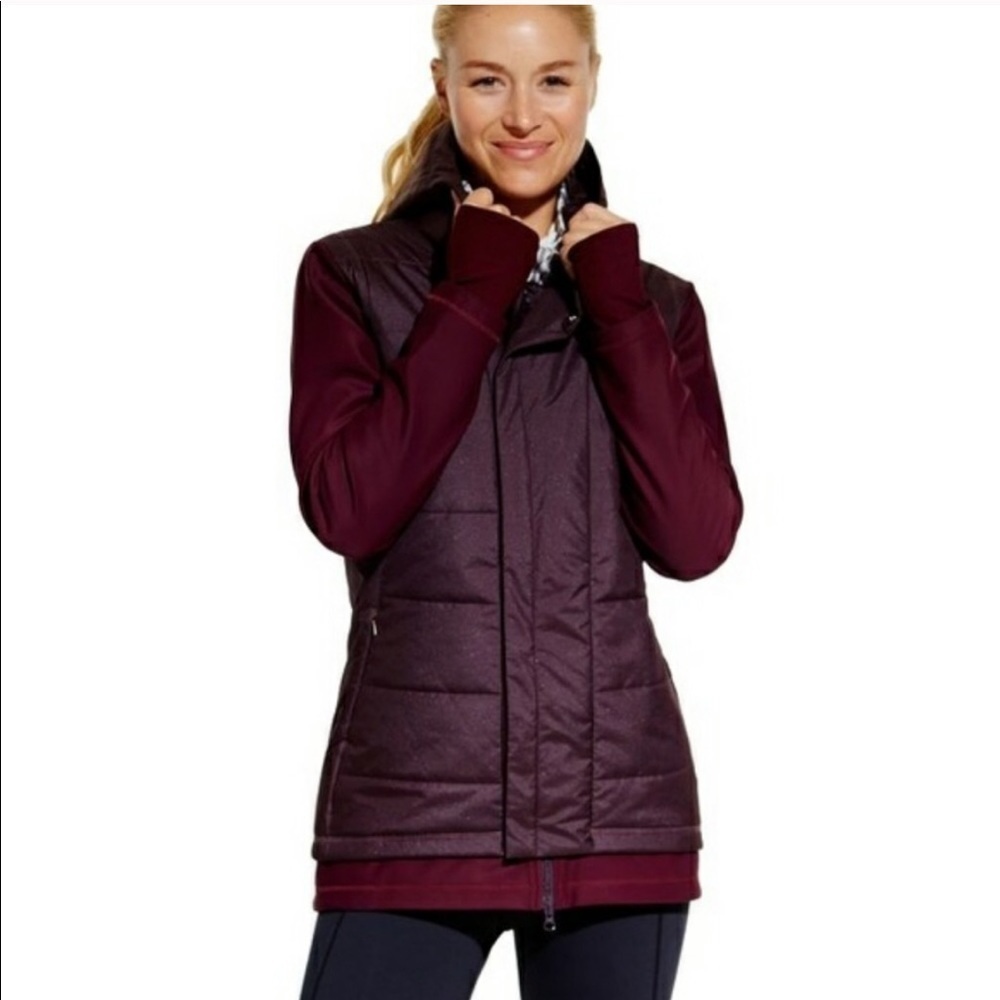 CALIA Carrie Underwood Hybrid Puffer Jacket XS Purple Thumbhole Athleisure